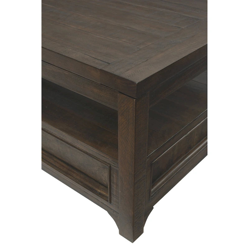 Table basse relevable à 2 tiroirs, Moka Foncé, 1 personne