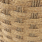 Pouf rond tressé en jonc de mer à motifs marron, pièce unique