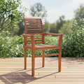 Chaises de salle à manger empilables à lattes marron, lot de 6