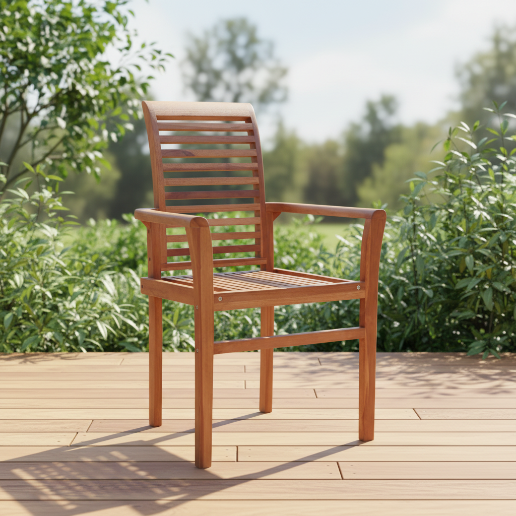 Chaises de salle à manger empilables à lattes marron, lot de 6