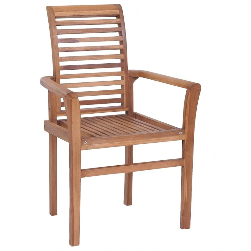 Chaises de salle à manger empilables à lattes marron, lot de 6