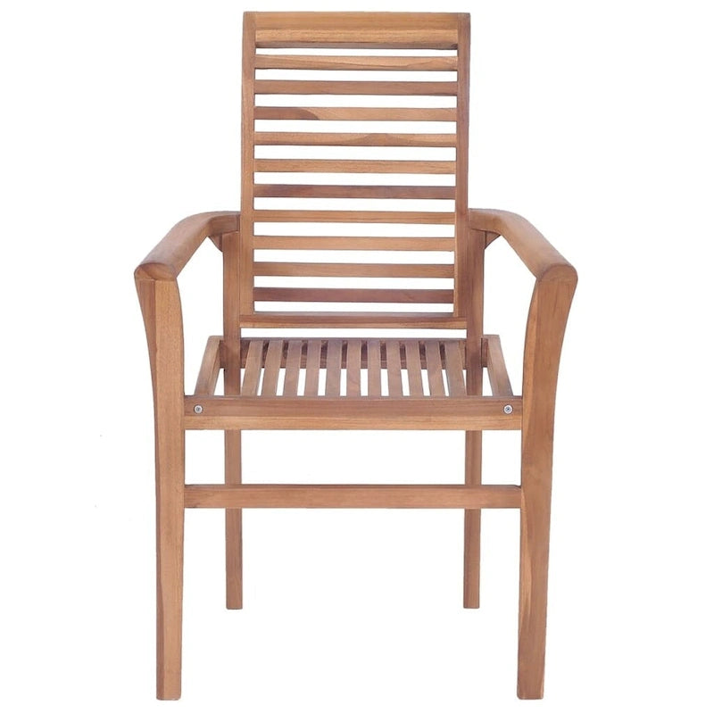 Chaises de salle à manger empilables à lattes marron, lot de 6