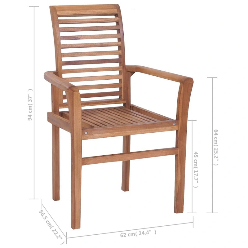 Chaises de salle à manger empilables à lattes marron, lot de 6