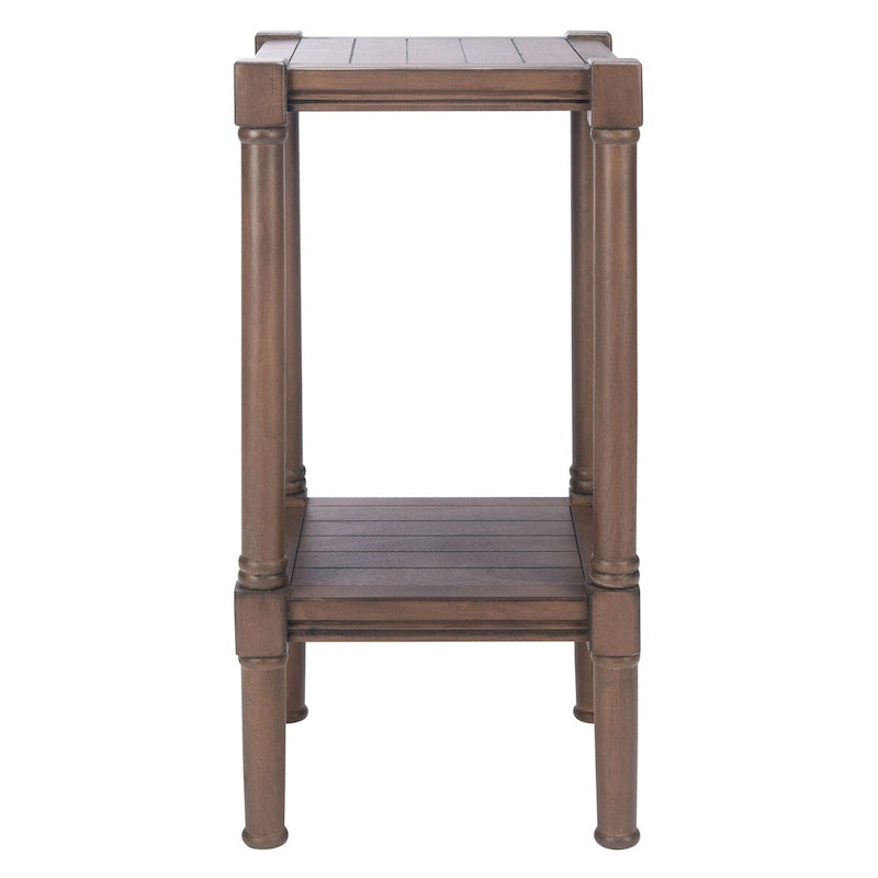 Table d'appoint carrée accent marron / noire / blanche vieillie pour 1 personne