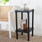Table d'appoint carrée accent marron / noire / blanche vieillie pour 1 personne