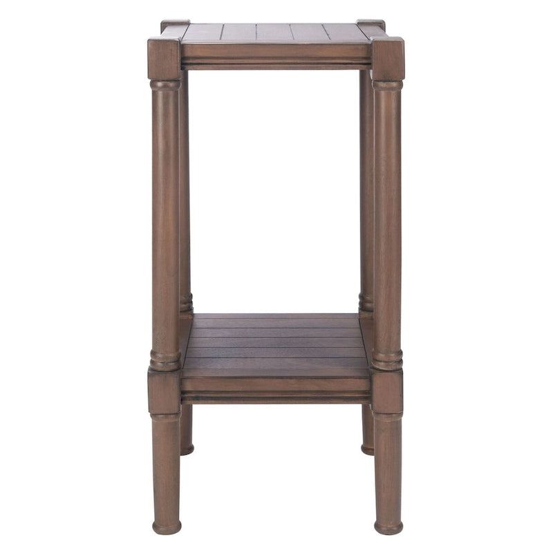 Table d'appoint carrée accent marron / noire / blanche vieillie pour 1 personne