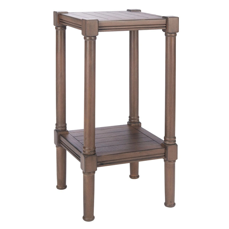 Table d'appoint carrée accent marron / noire / blanche vieillie pour 1 personne