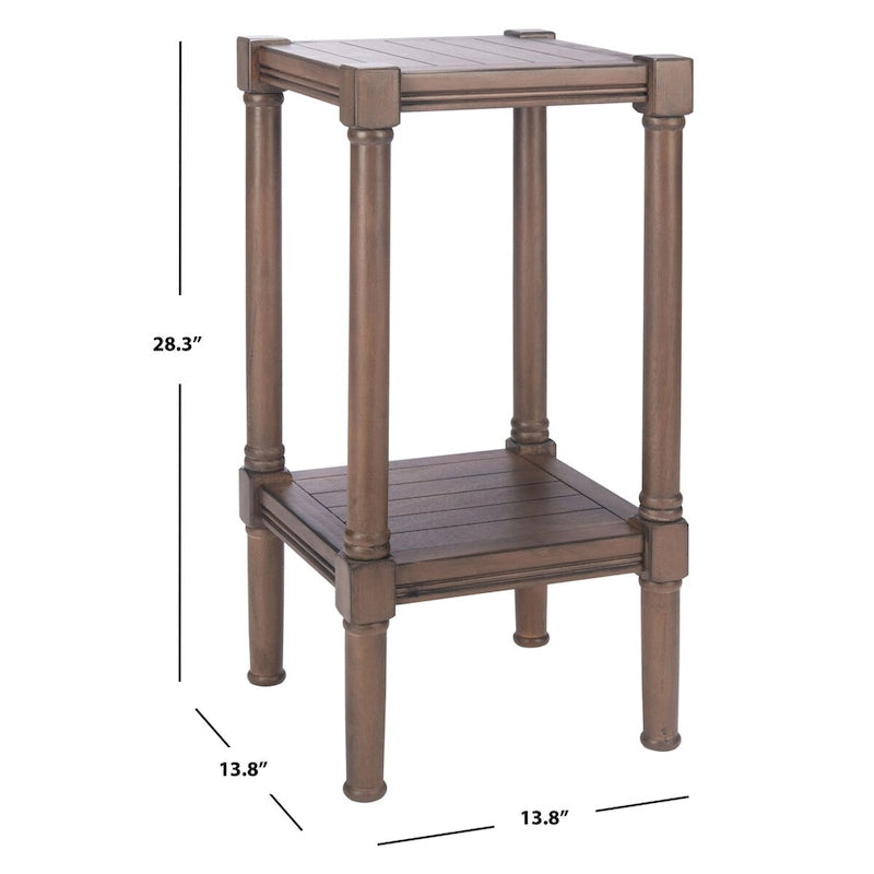 Table d'appoint carrée accent marron / noire / blanche vieillie pour 1 personne