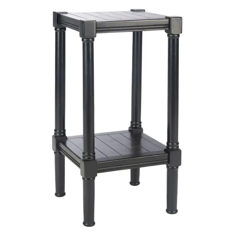 Table d'appoint carrée accent marron / noire / blanche vieillie pour 1 personne