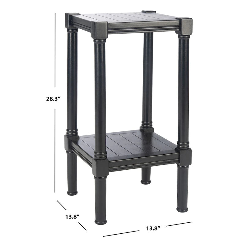 Table d'appoint carrée accent marron / noire / blanche vieillie pour 1 personne