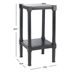 Table d'appoint carrée accent marron / noire / blanche vieillie pour 1 personne