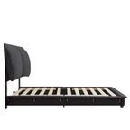 Lit plateforme capitonné noir/blanc avec éclairage LED de détection, Double/Queen, Pour 1-2 personnes