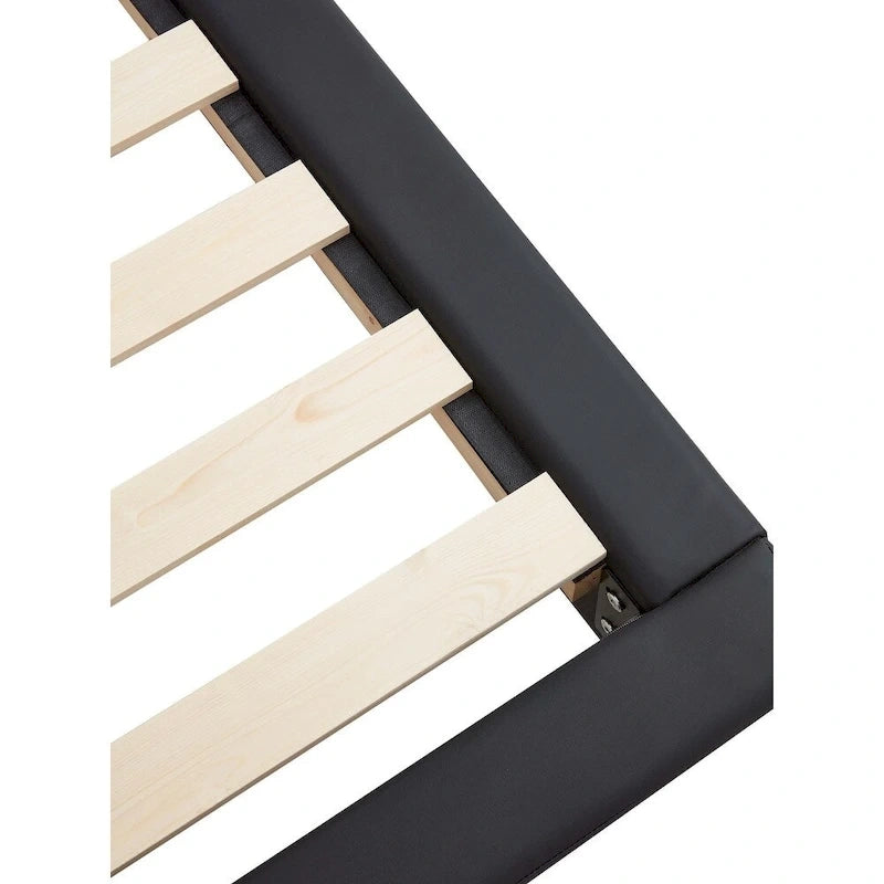 Lit plateforme capitonné noir/blanc avec éclairage LED de détection, Double/Queen, Pour 1-2 personnes
