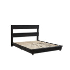 Lit plateforme capitonné noir/blanc avec éclairage LED de détection, Double/Queen, Pour 1-2 personnes