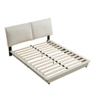 Lit plateforme capitonné noir/blanc avec éclairage LED de détection, Double/Queen, Pour 1-2 personnes