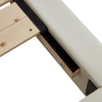 Lit plateforme capitonné noir/blanc avec éclairage LED de détection, Double/Queen, Pour 1-2 personnes