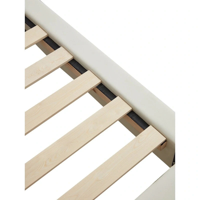 Lit plateforme capitonné noir/blanc avec éclairage LED de détection, Double/Queen, Pour 1-2 personnes