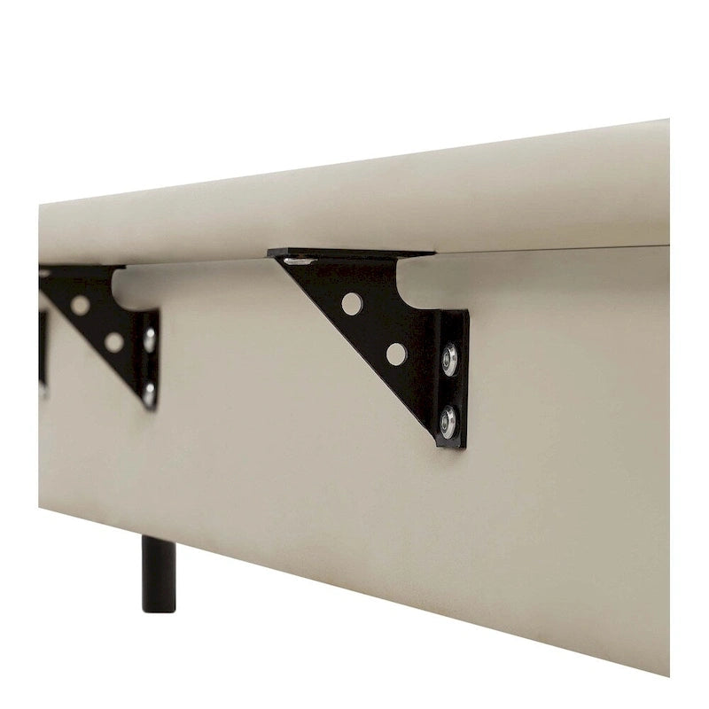 Lit plateforme capitonné noir/blanc avec éclairage LED de détection, Double/Queen, Pour 1-2 personnes