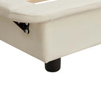 Lit plateforme capitonné noir/blanc avec éclairage LED de détection, Double/Queen, Pour 1-2 personnes