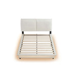 Lit plateforme capitonné noir/blanc avec éclairage LED de détection, Double/Queen, Pour 1-2 personnes