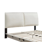 Lit plateforme capitonné noir/blanc avec éclairage LED de détection, Double/Queen, Pour 1-2 personnes