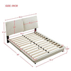 Lit plateforme capitonné noir/blanc avec éclairage LED de détection, Double/Queen, Pour 1-2 personnes