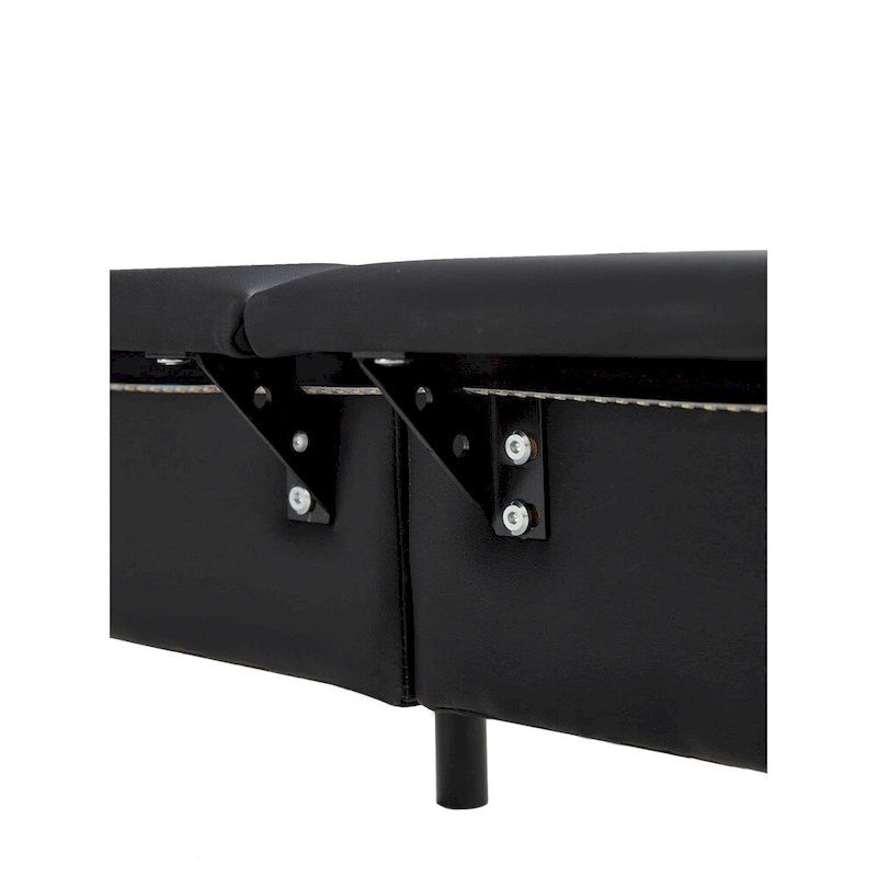 Lit plateforme capitonné noir/blanc avec éclairage LED de détection, Double/Queen, Pour 1-2 personnes