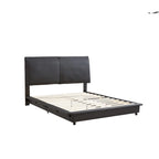 Lit plateforme capitonné noir/blanc avec éclairage LED de détection, Double/Queen, Pour 1-2 personnes