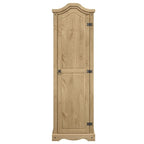 Armoire de couloir à porte unique en pin massif, finition marron antique / gris blanchi / blanc blanchi