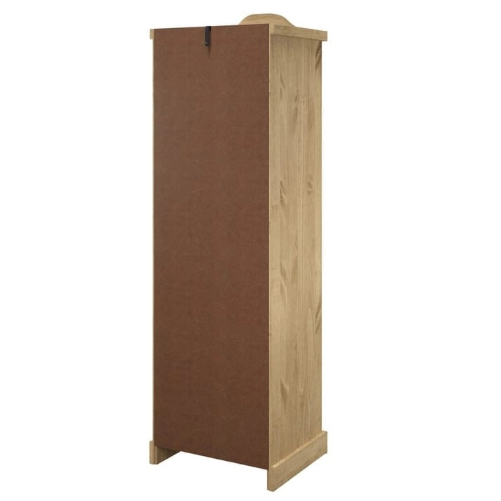 Armoire de couloir à porte unique en pin massif, finition marron antique / gris blanchi / blanc blanchi