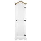 Armoire de couloir à porte unique en pin massif, finition marron antique / gris blanchi / blanc blanchi