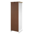 Armoire de couloir à porte unique en pin massif, finition marron antique / gris blanchi / blanc blanchi