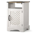 Blanc / Blanc-Espresso / Gris Anthracite / Table de chevet porte de grange amande avec station de charge, 1 personne