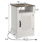 Blanc / Blanc-Espresso / Gris Anthracite / Table de chevet porte de grange amande avec station de charge, 1 personne