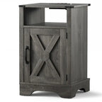 Blanc / Blanc-Espresso / Gris Anthracite / Table de chevet porte de grange amande avec station de charge, 1 personne
