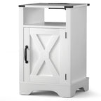 Blanc / Blanc-Espresso / Gris Anthracite / Table de chevet porte de grange amande avec station de charge, 1 personne