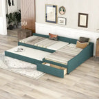 Lit de repos en lin vert/gris avec lit gigogne, 3 couchages