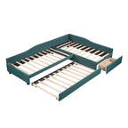 Lit de repos en lin vert/gris avec lit gigogne, 3 couchages
