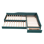 Lit de repos en lin vert/gris avec lit gigogne, 3 couchages