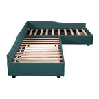 Lit de repos en lin vert/gris avec lit gigogne, 3 couchages