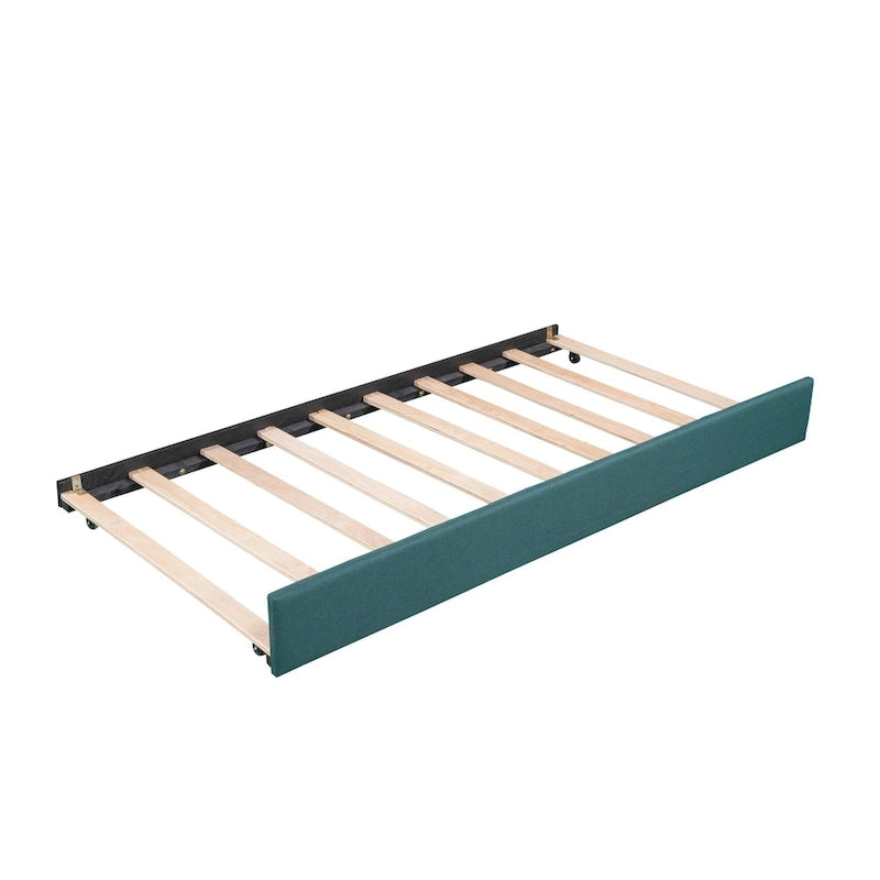 Lit de repos en lin vert/gris avec lit gigogne, 3 couchages