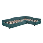Lit de repos en lin vert/gris avec lit gigogne, 3 couchages