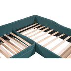 Lit de repos en lin vert/gris avec lit gigogne, 3 couchages