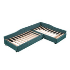 Lit de repos en lin vert/gris avec lit gigogne, 3 couchages