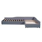 Lit de repos en lin vert/gris avec lit gigogne, 3 couchages