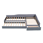 Lit de repos en lin vert/gris avec lit gigogne, 3 couchages