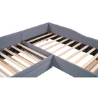 Lit de repos en lin vert/gris avec lit gigogne, 3 couchages