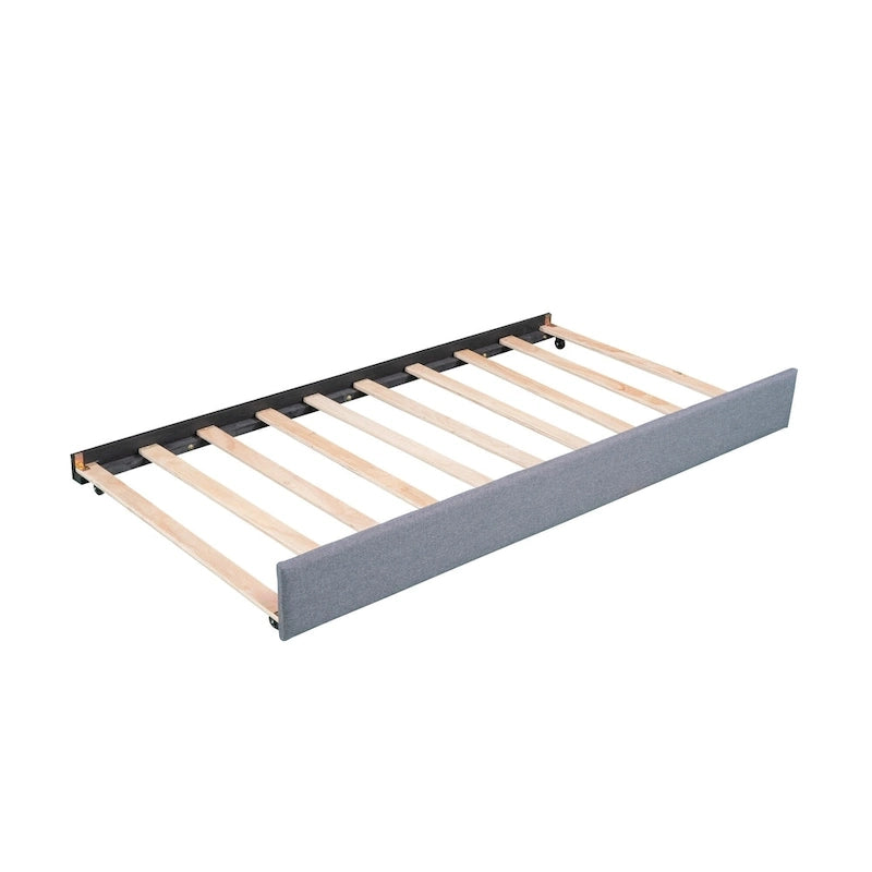 Lit de repos en lin vert/gris avec lit gigogne, 3 couchages