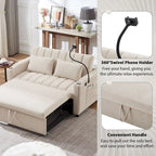 Canapé convertible 2 places beige / gris-bleu / gris clair