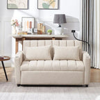 Canapé convertible 2 places beige / gris-bleu / gris clair